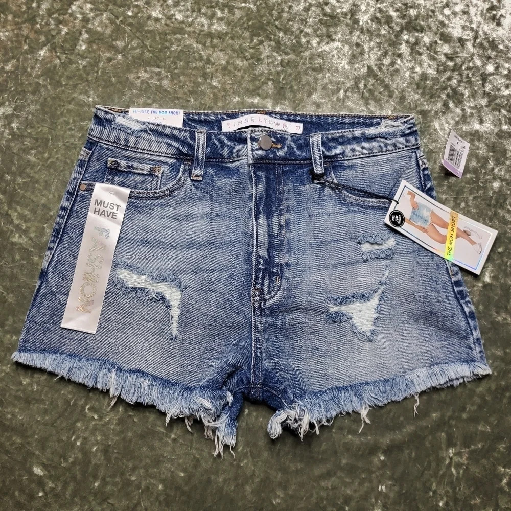 Tinseltown Hi-Rise The Mom Denim Shorts